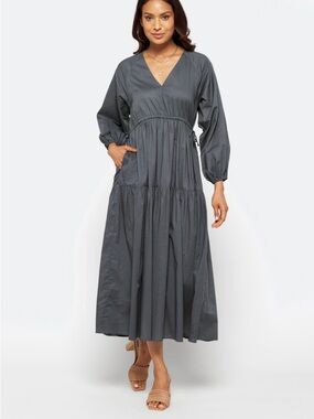 🗣️ Modern Citizen Navy V-Neck Tiered Maxi Dress